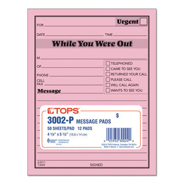 TOPS™ While You Were Out, One-sided, 4.25 X 5.5, 1-page, 50 Forms-pad, Dozen freeshipping - TVN Wholesale